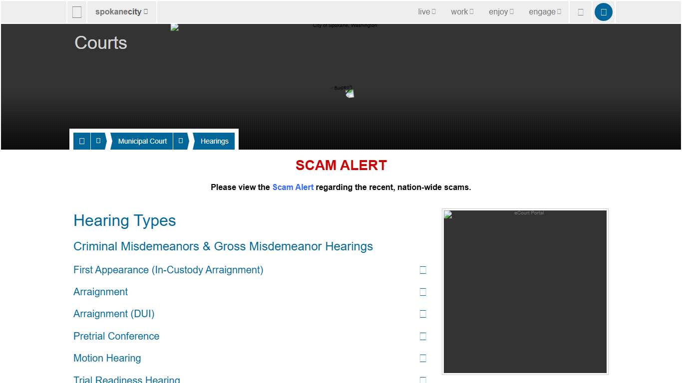 Municipal Court Hearings - City of Spokane, Washington